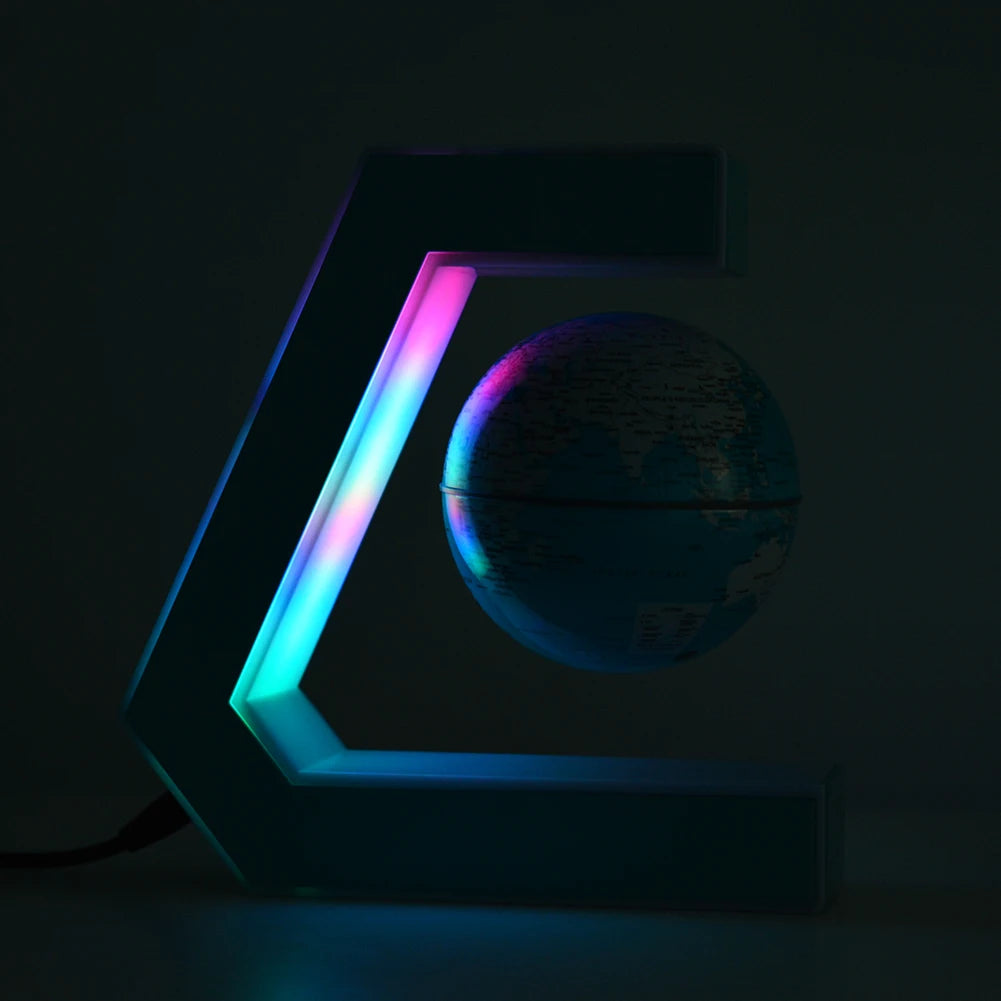 Magnetic Levitating Globe Frame with LED Light Cool Tech Decor Birthday Christmas Gift for Men Boys Boyfriend,Office Desk Gadget - vue 2 sur 7