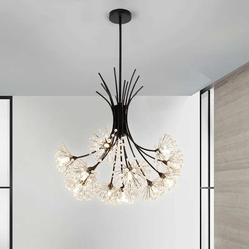 Nordic Creative Dandelion Romantic Crystal Chandelier Dining Room Bedroom Living Room Clothing Coffee Shop Luxury LED Chandelier - vue 3 sur 10