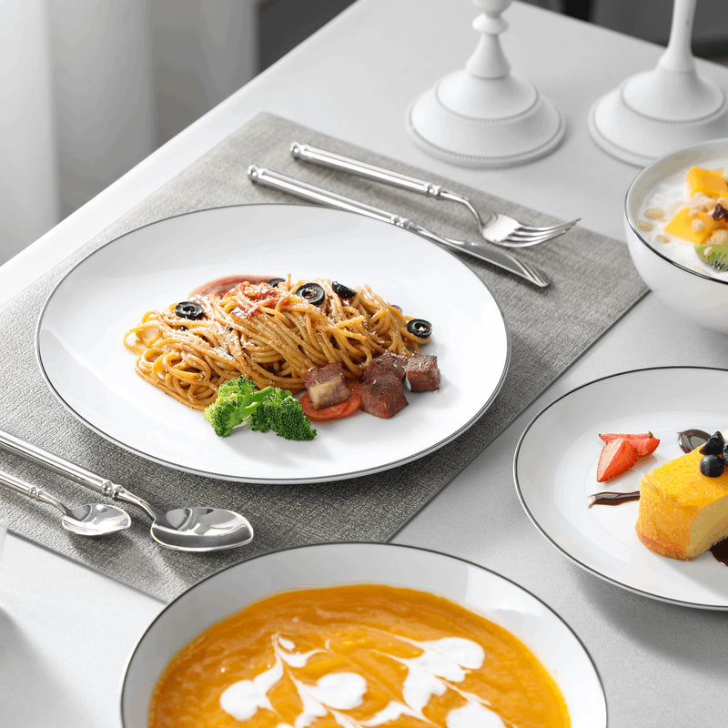 Service de table 24 pieces ceramique bordure elegante