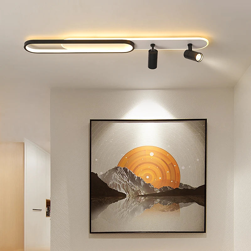 Lustres Led modernes avec projecteurs pour salon salle à manger chambre décor lumières cuisine acrylique plafonniers luminaire noir - vue 3 sur 19