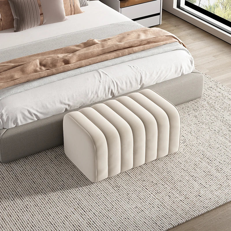 banc en velours nordique repose-pieds doux et élégant - vue 7 sur 14