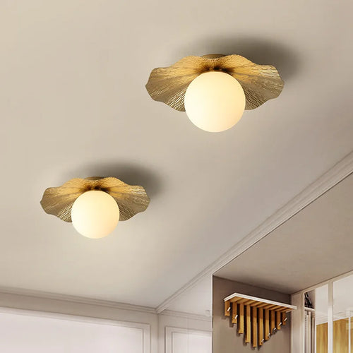 Plafonniers dorés de luxe en forme de feuille de Lotus