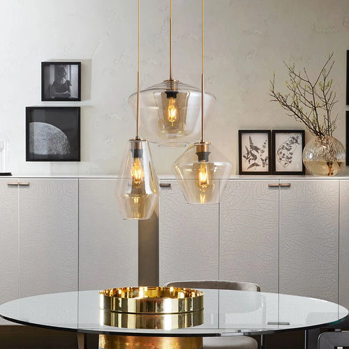 Modern Nordic glass pendant light, creative minimalist style - vue 4 sur 14