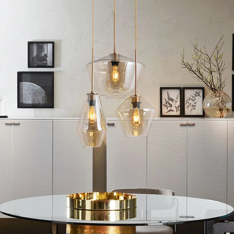 Modern Nordic glass pendant light, creative minimalist style - vue 3 sur 14