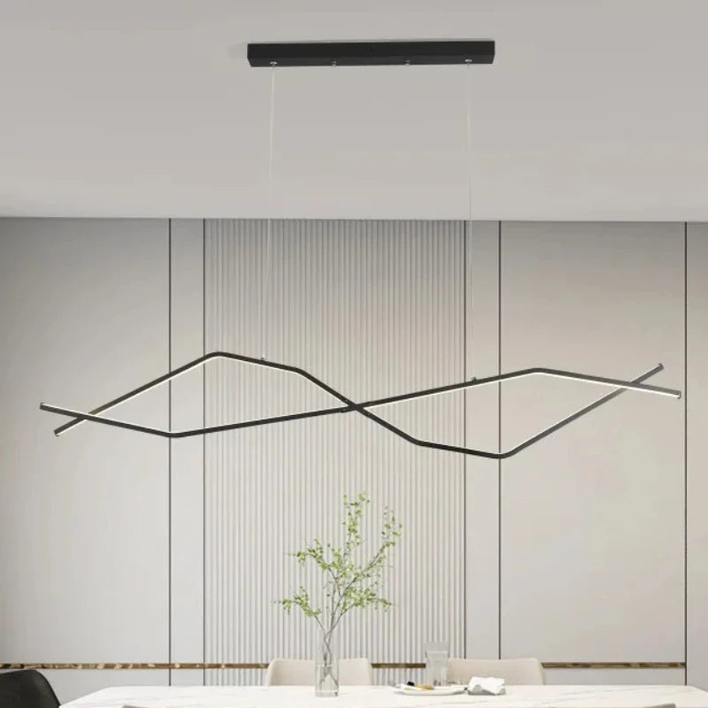 lustre moderne à LED en forme de vague design élégant pour la maison - vue 2 sur 8