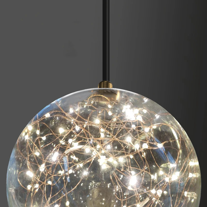 lustre boule à bulles en verre éclairage étoilé romantique - vue 7 sur 11