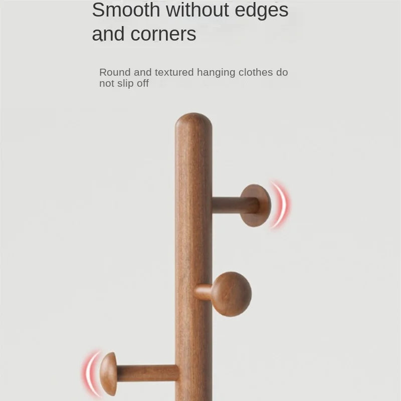 X&amp;D Solid Wood Coat Rack, Floor Hanging Clothes Rack Simple Modern Bag Rack Bedroom Household Single Pole Vertical Drying Rack