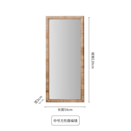 Full length mirror, floor mirror, girls' makeup, dressing, dressing, rattan net, Nordic fitting mirror, ins - vue 9 sur 12