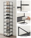 SONGMICS 10-Tier Shoe Rack, Shoe Stand, Space-Saving Shoe Storage, 33 x 33 x 173 cm, Metal Frame, Non-Woven Fabric Shelves