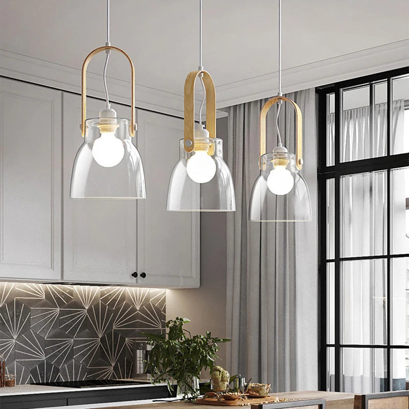 suspension moderne en verre avec fil réglable pour décoration intérieure - vue 5 sur 9