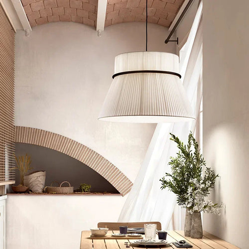 Modern wabi-sabi fabric pendant light for interior decoration - vue 5 sur 15