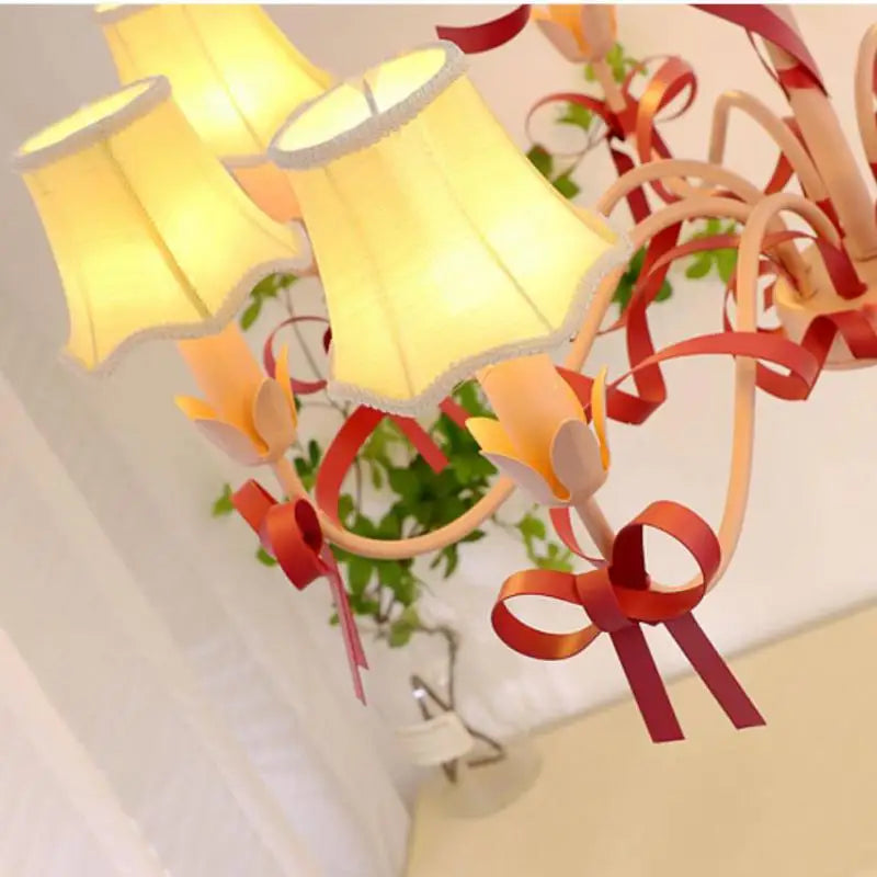 lustre mignon pour enfants éclairage suspendu avec nœud décoratif - vue 5 sur 14