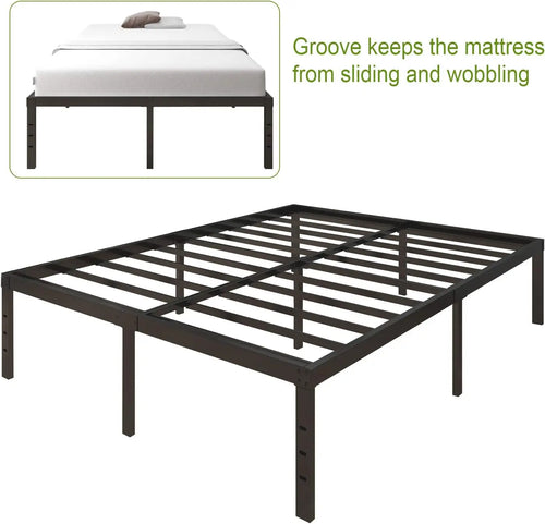 3500lbs Heavy Duty,18 Inch Metal Platform Bed Frame Steel Slat Mattress Foundation/Reinforced Platform/Noise Free/Easy Assembly - vue 2 sur 10