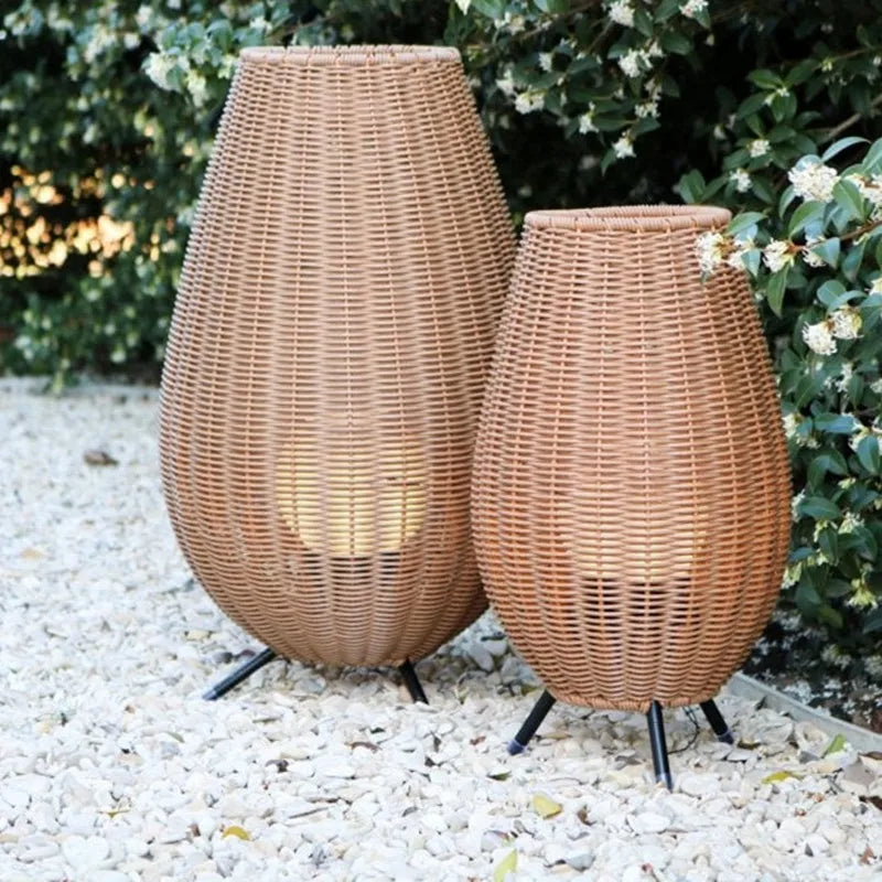 lampadaire en rotin naturel fait main pour intérieur et extérieur - vue 4 sur 14