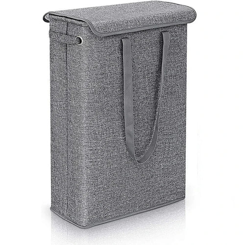 45L Slimline Laundry Hamper with Lid, Family Bathroom Life Clothes Pants Storage Dirty Clothes Basket Folding Laundry Basket - vue 8 sur 9