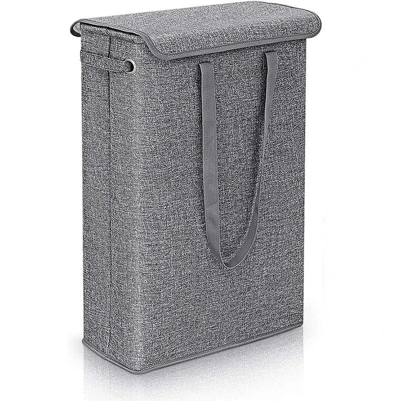45L Slimline Laundry Hamper with Lid, Family Bathroom Life Clothes Pants Storage Dirty Clothes Basket Folding Laundry Basket - vue 7 sur 9