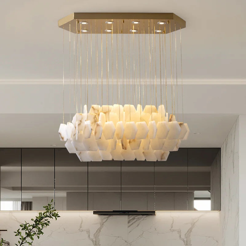 lustre moderne en pierre naturelle pour décoration intérieure 2024 - vue 6 sur 9
