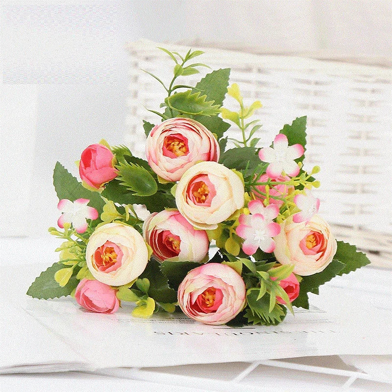 bouquet de roses artificielles en soie pour décoration élégante - vue 6 sur 10