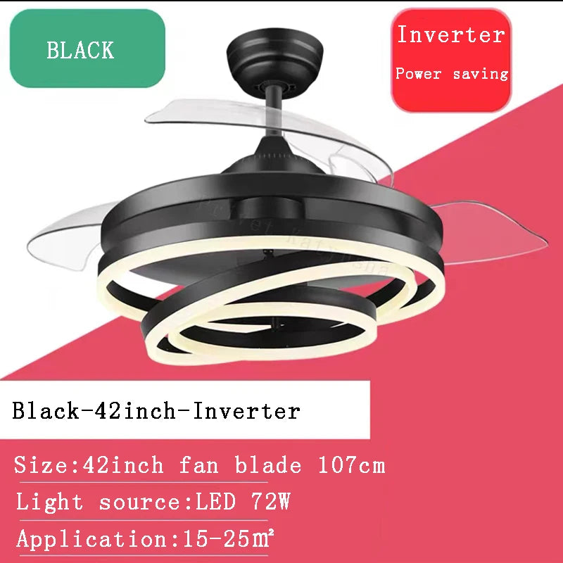 ventilateur de plafond moderne 	 avec lumières led télécommande rechargeable - vue 11 sur 15