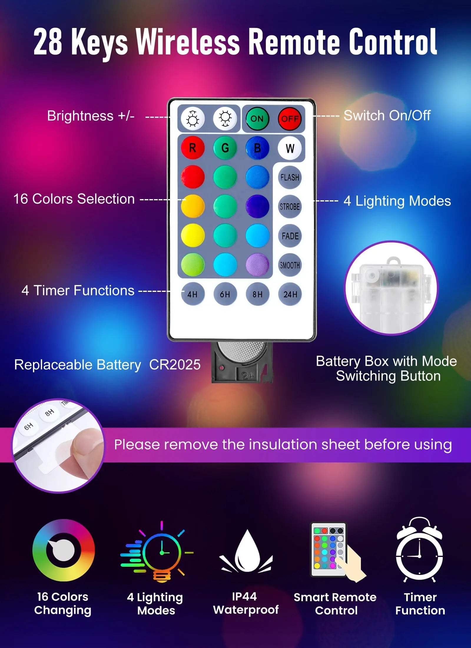 guirlande lumineuse à led avec télécommande pour fêtes et événements - vue 4 sur 6