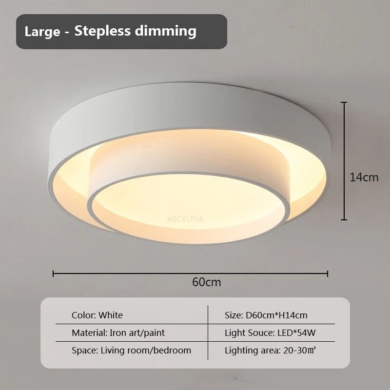 Plafonnier moderne led minimaliste blanc double rond - vue 14 sur 18