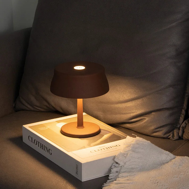 Lampe de Table USB pour Restaurant café Bar lampe champignon Rechargeable sans fil interrupteur tactile veilleuse Mini rétro nordique Led lumières - vue 5 sur 6
