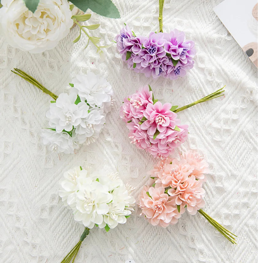 bouquet de mini fleurs d'hortensia artificielles pour décoration et bricolage - vue 2 sur 15