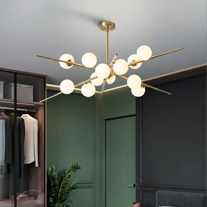 lustre moderne en verre pour éclairage intérieur design - vue 4 sur 10