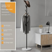 Floor To Floor Bedroom Light Luxury Rock Plate Base Metal Hanger, Marble Scarf and Bag Rack for Entering The Home Coat Rack