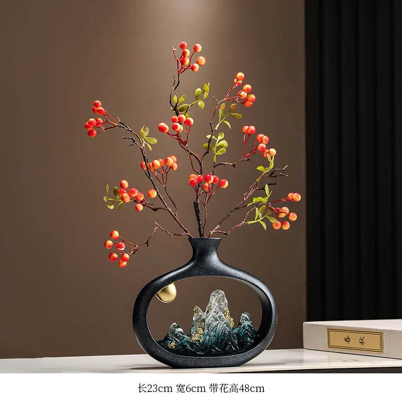 New Chinese welcome pine vase ornament, living room entrance TV cabinet, Bogu rack ornament, office housewarming gift