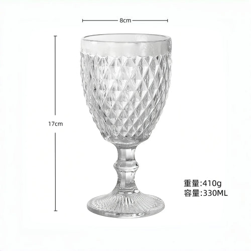 Verre vin relief style rétro verre épais