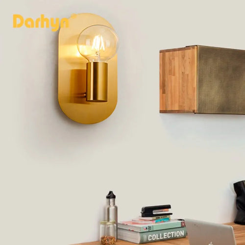 applique murale led verre doré plaque ronde intérieur - vue 2 sur 8