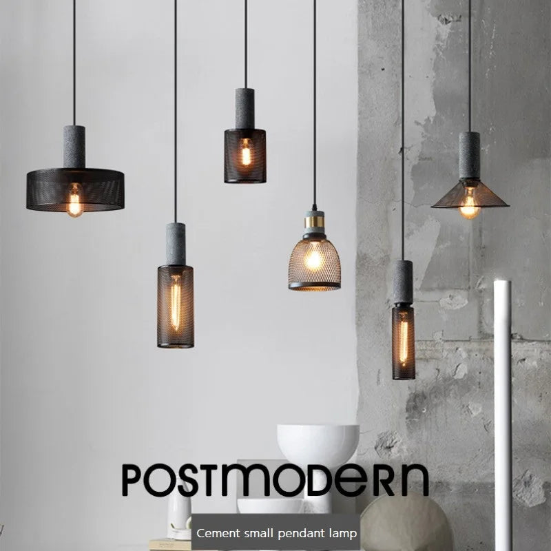 lampe suspendue en béton industriel avec abat-jour en fer - vue 4 sur 29