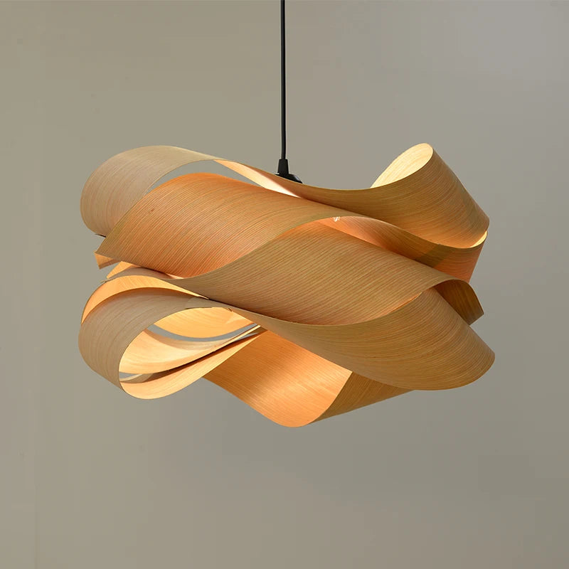 LED moderne lustre en bois chambre salon table basse décor lampe suspendue maison loft bambou lampes suspendues éclairage intérieur - vue 6 sur 19