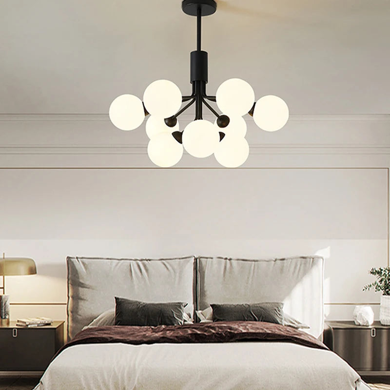 lustre nordique en verre moléculaire pour décoration intérieure - vue 7 sur 16
