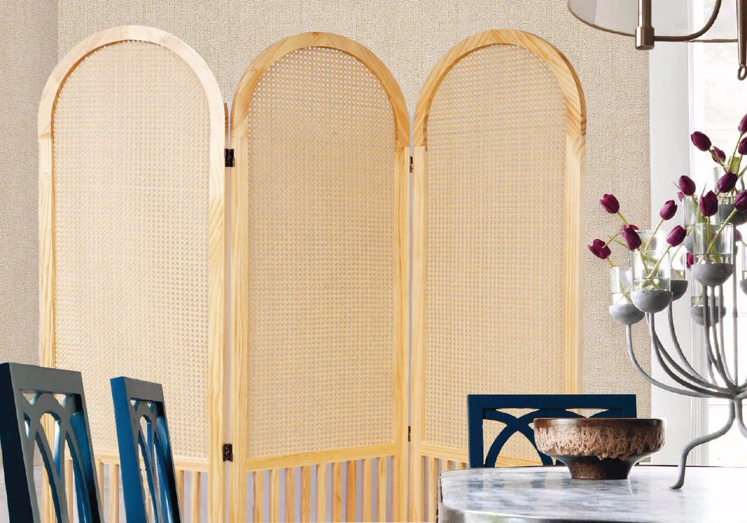 French rattan woven screen, solid wood, foldable, movable fireplace, covering living room decoration, simple home entry