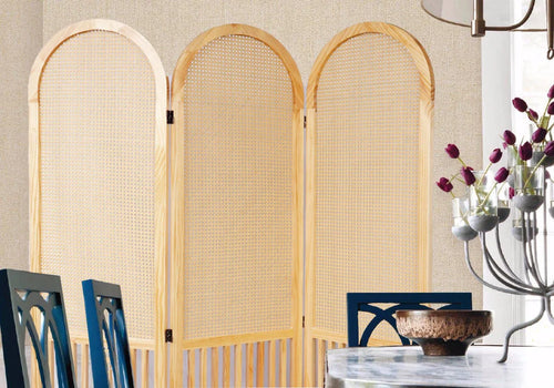 French rattan woven screen, solid wood, foldable, movable fireplace, covering living room decoration, simple home entry