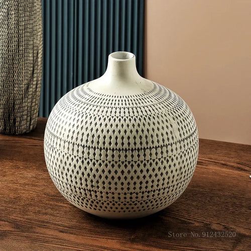 Geometrically Shaped Ceramic Flower Arrangement, Home Decor, Dining Room Bedroom Living Room Office Decor Creative Art Vase, 1Pc - vue 4 sur 11