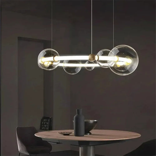 lustre de luxe à bulles longue bande éclairage led en verre transparent créatif - vue 2 sur 15