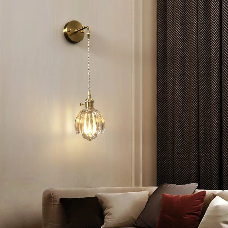 applique murale nordique en laiton avec miroir de cristal - vue 6 sur 13