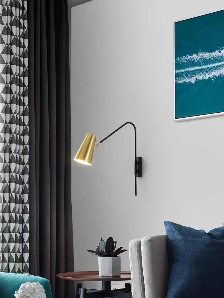 Minimally Adjustable Bedroom Bedside Wall Lamp, Long Arm Dining Room Wall Lamp, Nordic Long Pole Industrial Style Swing Arm Lamp - vue 4 sur 12