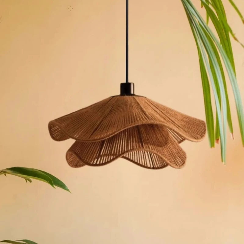 suspension Nordique chanvre E27 LED salle à manger japonais tricoté chambre
