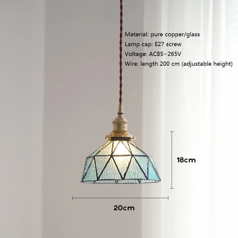 suspension design nordique vintage en laiton et verre - vue 4 sur 9