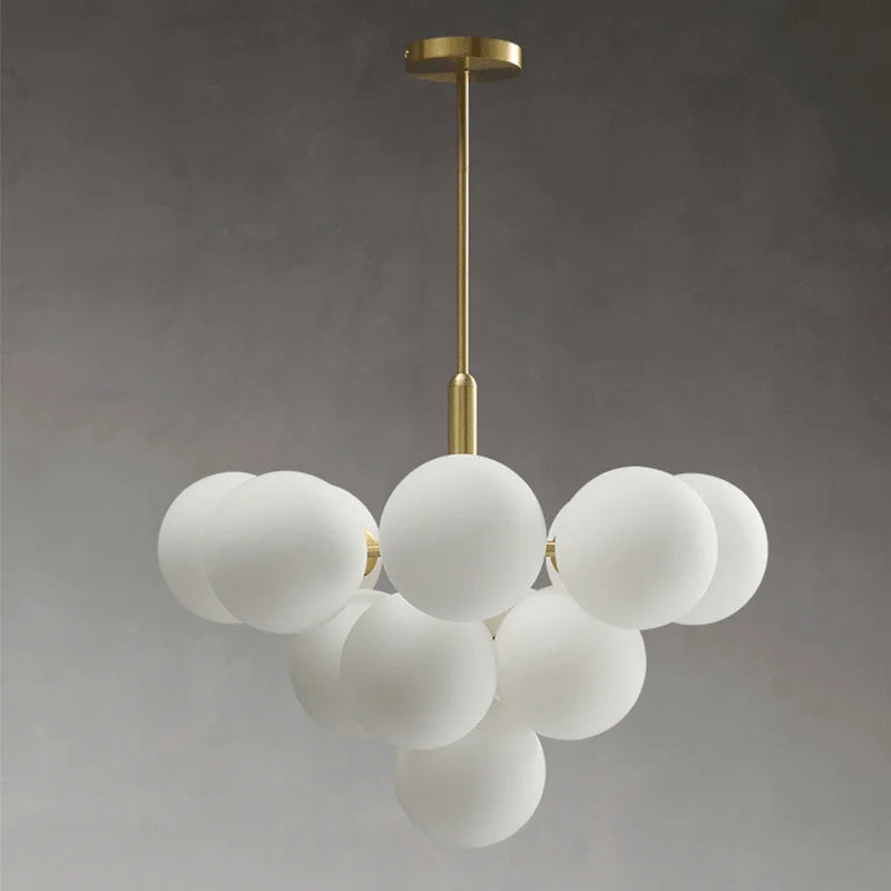 lustre nordique en cuivre design créatif en verre à LED - vue 5 sur 9