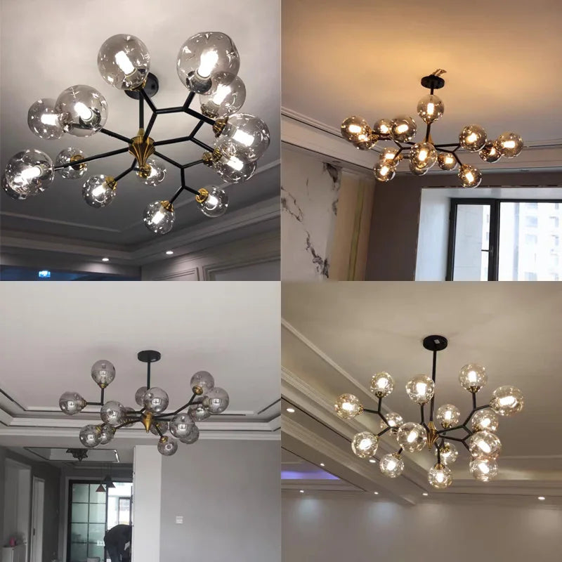 plafonnier led suspendu boule de verre design moderne luminaire intérieur - vue 7 sur 14