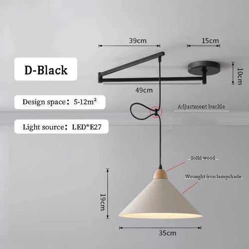 Lustres à bascule de Table à manger modernes LED peuvent être déplacés lampes à long poteau nordique Simple télescopique pliant lustre à bras Long - vue 14 sur 22