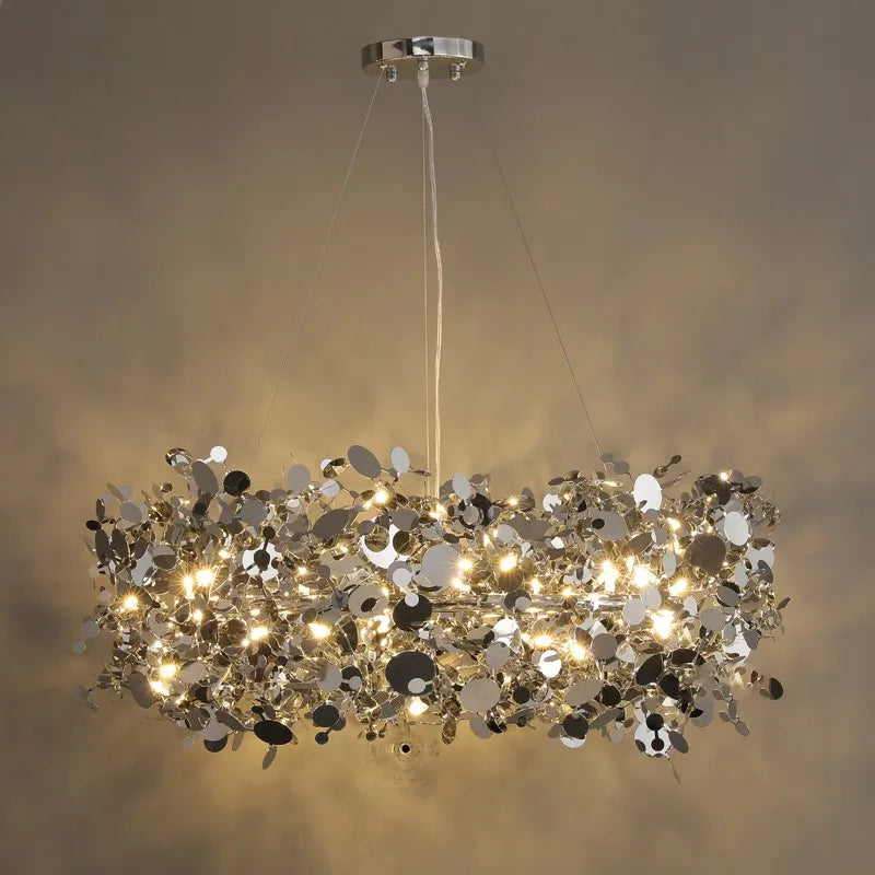 lustre en acier inoxydable post-moderne peu profond luxe - vue 2 sur 7