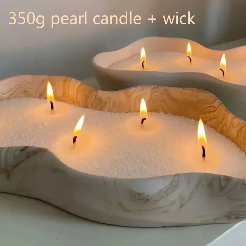 350Gwhite Snow Pearled-Candles with Wicks - Diy Candle Sand, Refillable Candle DIY Send wick