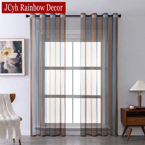 Voilage en tulle brodé moderne pour salon chambre - vue 2 sur 9