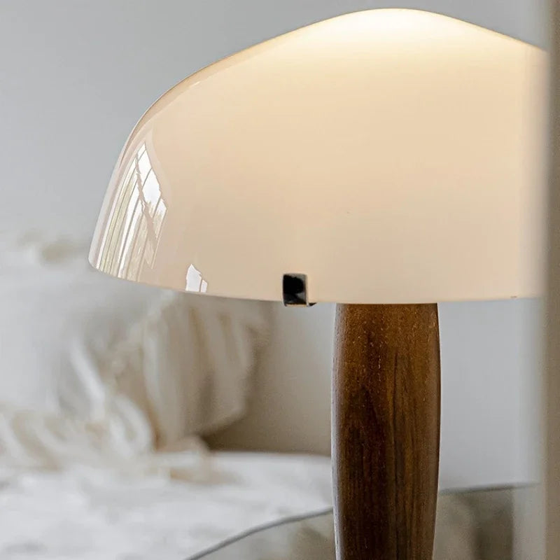 Denmark&Traraditino Herman SHY3 Walnut Wood Desk Lamp Table Light Marble Base Glass Shade - vue 6 sur 7